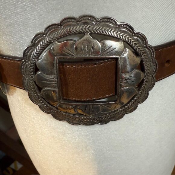 Vintage Brighton Brown Leather Sunflower Concho Belt Sz S 24–28" Boho Western - Picture 5 of 7